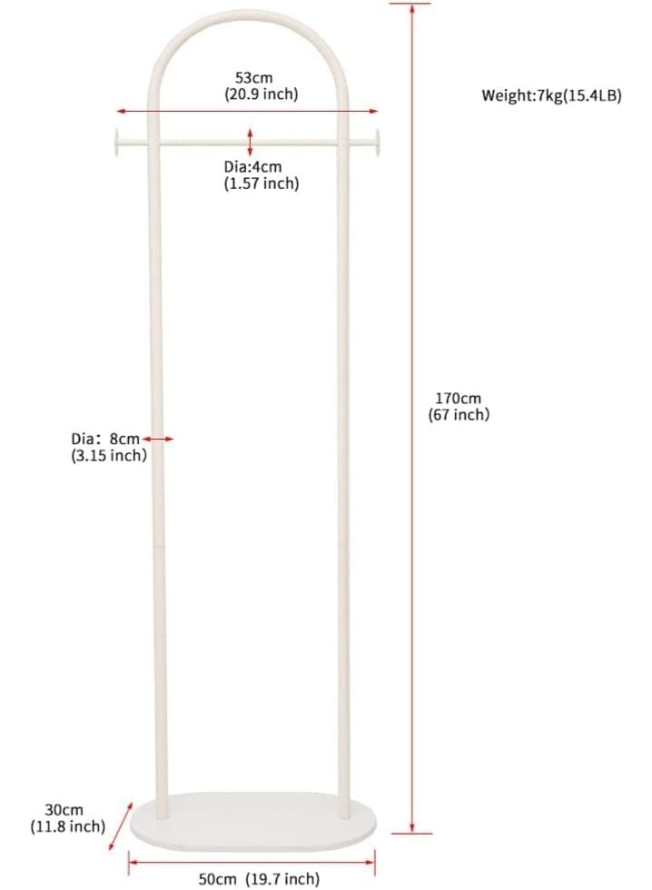 INSIJAM Fashionable and Versatile Coat Rack and Clothes Hanger Stand 170cm Tall Coat Rack Stand Clothing Rack Freestanding with Natural Stable Marble Base Garment Rack Heavy Duty Coat Hanger Rack Stand for Bag Hat Scarf Jacket for Bedroom Living Room - Image 3
